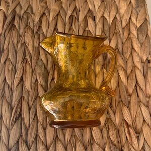 Small amber/gold glass bud vase/pitcher